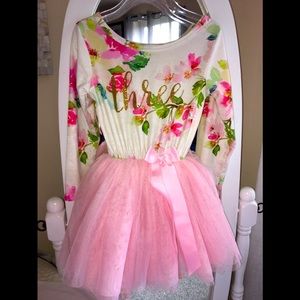 “Three” birthday dress